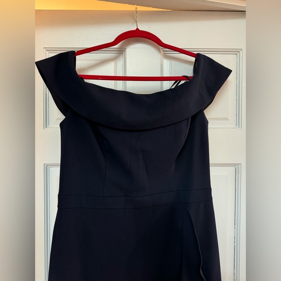 AQUA Ruffled Asymmetrical Hem Dress - Navy - Picture 3 of 5